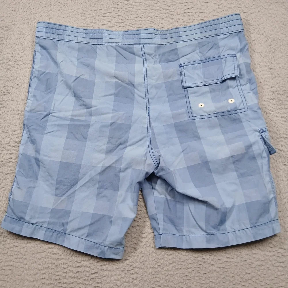 Tommy Bahama‎ Board Shorts Mens Large Blue Check Nylon Swim Trunks Relax Pocket